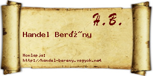 Handel Berény névjegykártya